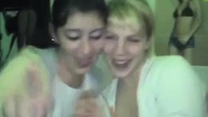 two german girls kissing at a party
