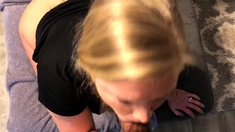 Real amateur blonde gives a hot POV blowjob on the train