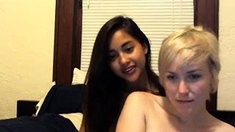 Blonde and Brunette Lesbians Share a Vibrator