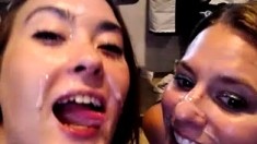 Teen Best Friends Sharing Cumshot Facial In Threesome