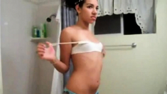 19yo Teen Striping in the Bathroom